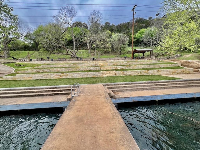 dock area with a water view