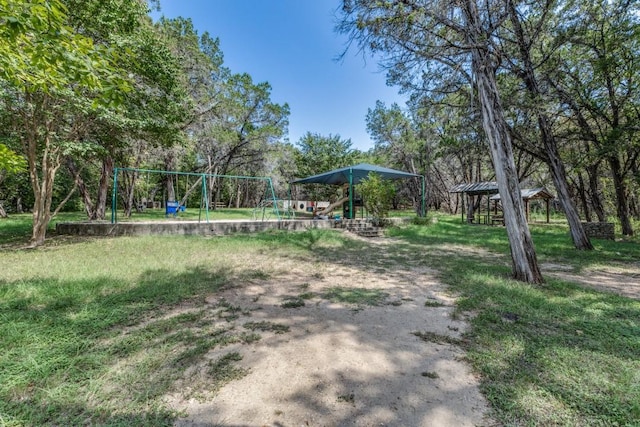 view of yard with a gazebo