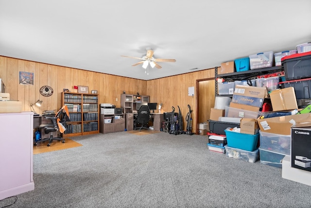 interior space featuring ceiling fan