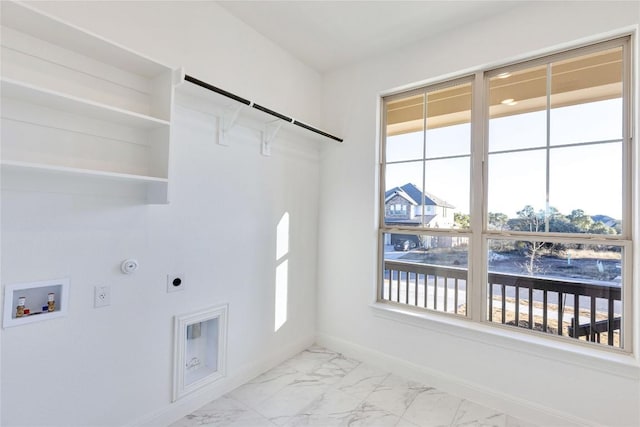 laundry room with gas dryer hookup, hookup for an electric dryer, and hookup for a washing machine