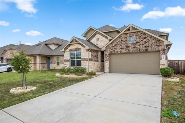 craftsman-style home featuring a front lawn