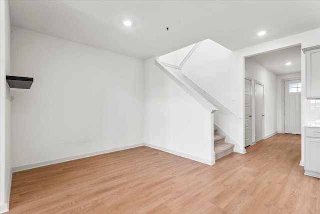 unfurnished living room featuring light hardwood / wood-style floors