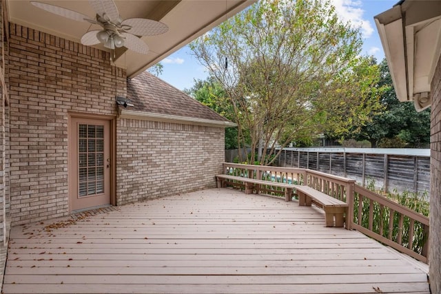 10018 Wild Dunes Dr, Austin, TX 78747 - deck with ceiling fan and a fenced backyard