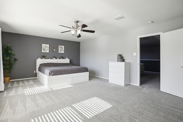 unfurnished bedroom with carpet flooring and ceiling fan