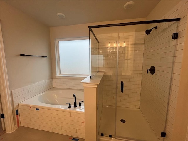 bathroom with plus walk in shower