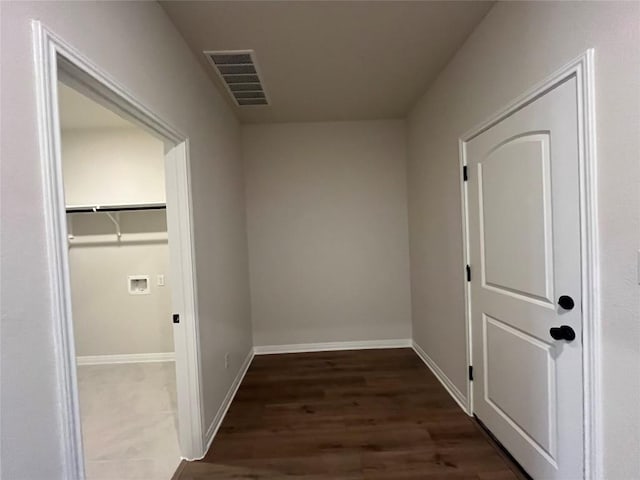 hall featuring dark hardwood / wood-style floors