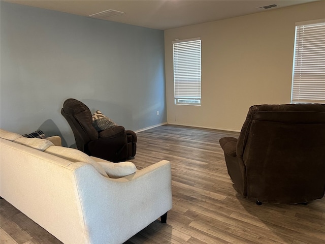 living room with wood-type flooring