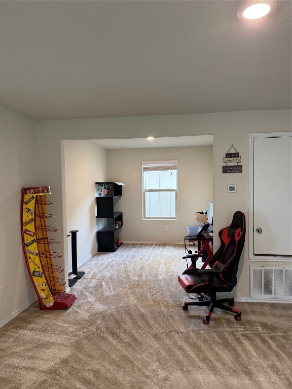 sitting room with carpet floors