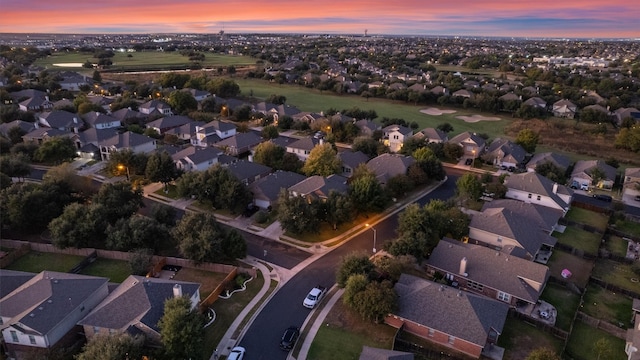 view of aerial view at dusk