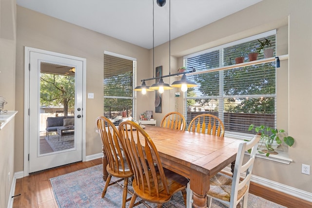 dining area featuring wood-type flooring