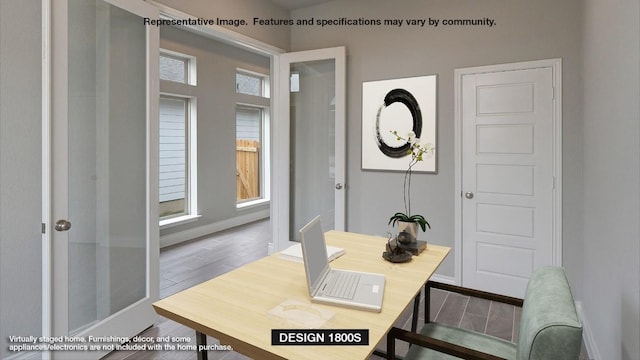 184 Plumbago Loop, Bastrop, TX 78602 - office area with wood finished floors and baseboards