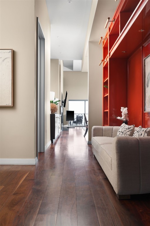 hall featuring dark hardwood / wood-style floors