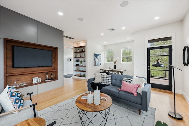 living room featuring light hardwood / wood-style floors