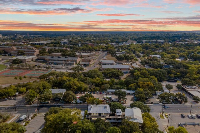 view of aerial view at dusk