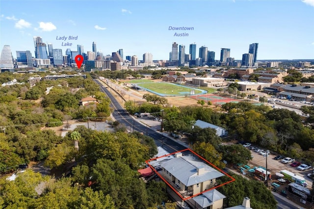 1310 S 1st St Unit 300, Austin, TX 78704 - view of property location with skyline and property boundaries highlighted