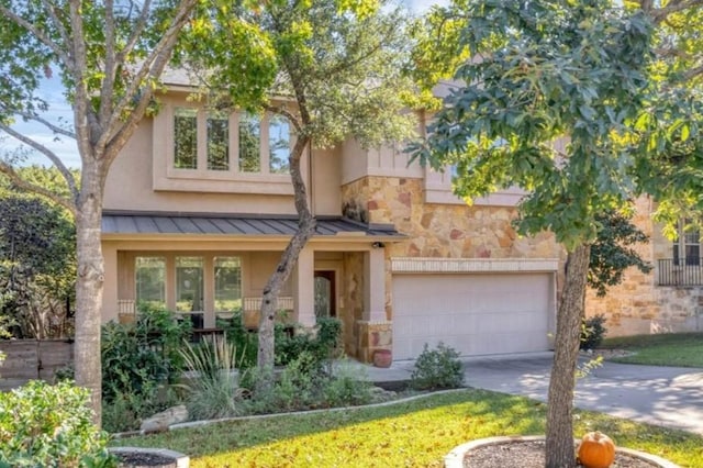 view of front of house with a garage