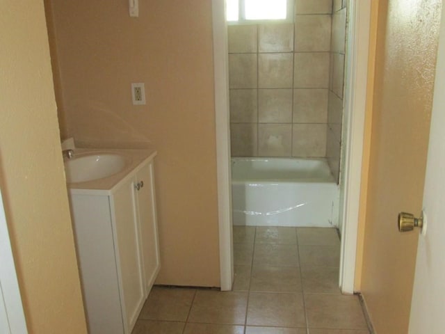 bathroom with vanity and tile patterned floors