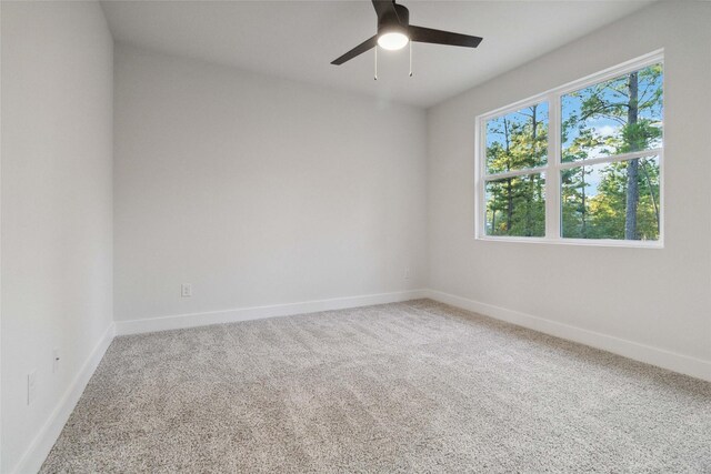 spare room featuring carpet and ceiling fan