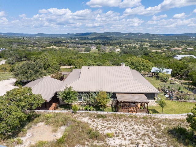 aerial view with a mountain view