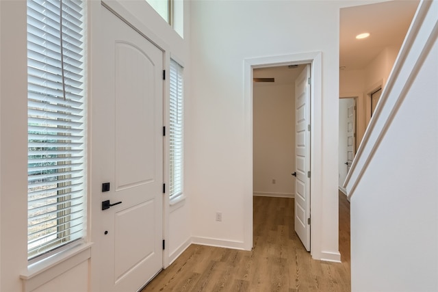 foyer entrance featuring light hardwood / wood-style floors