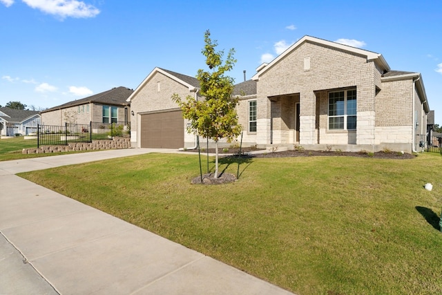 view of front of house featuring a garage, a porch, and a front yard