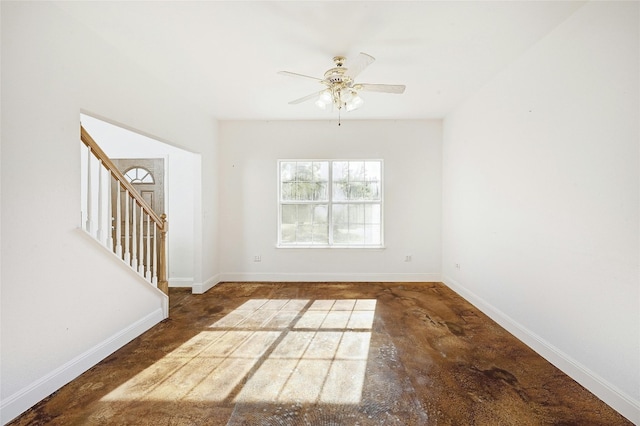 spare room featuring ceiling fan