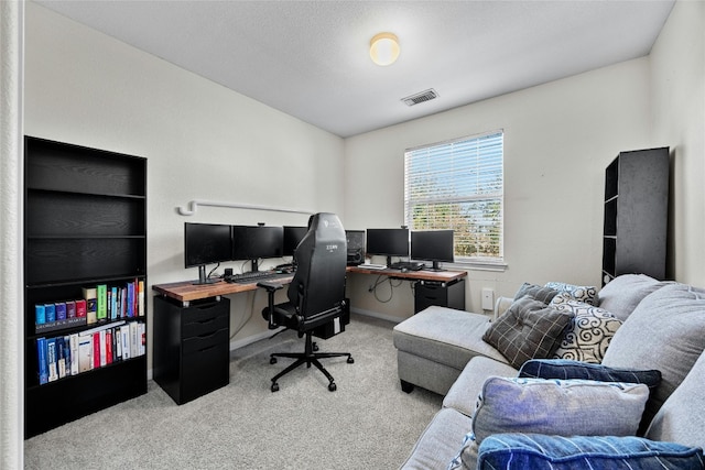 view of carpeted office space