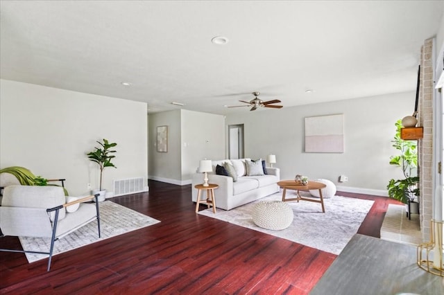 2803 Nordham Dr, Austin, TX 78745 - living area featuring wood finished floors, a ceiling fan, and recessed lighting