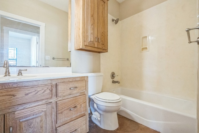 full bathroom with vanity, shower / washtub combination, and toilet