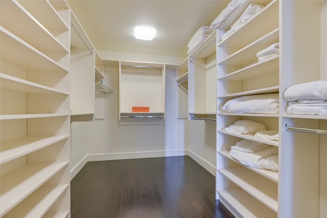 walk in closet featuring dark wood-type flooring