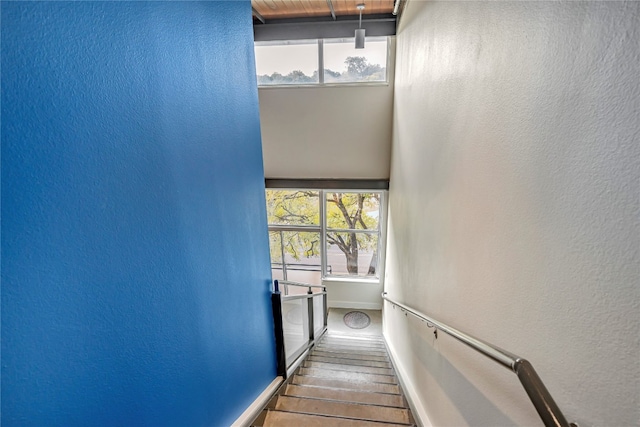 stairway with a wealth of natural light