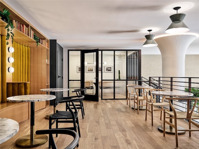 dining room with light hardwood / wood-style floors