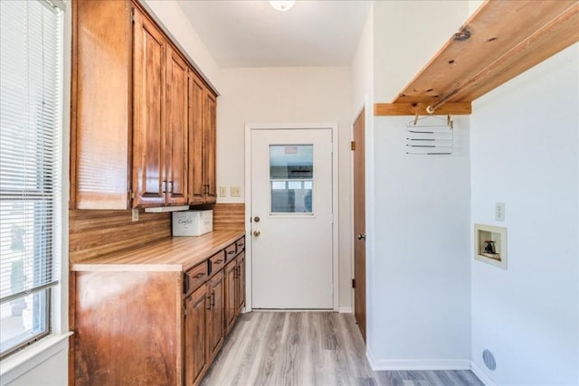 interior space with light hardwood / wood-style floors