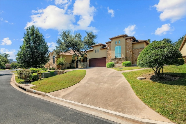 mediterranean / spanish-style home with a front lawn