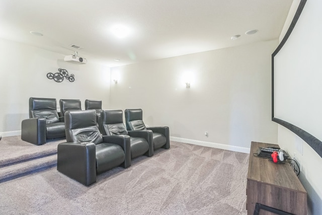 cinema room with carpet flooring