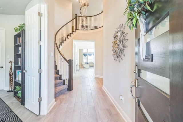 foyer entrance featuring light wood-type flooring