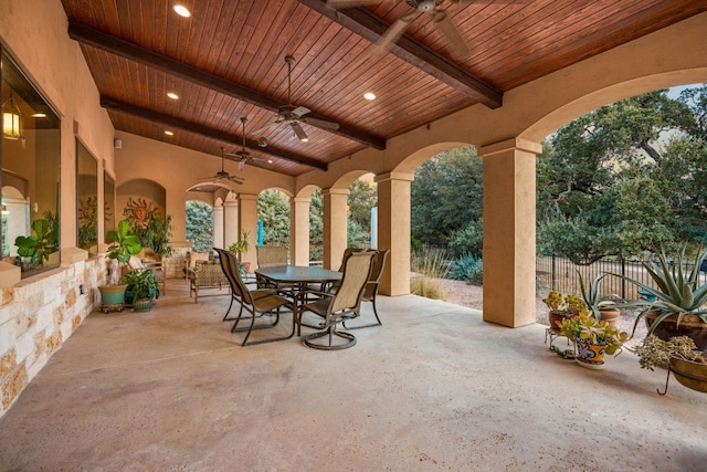 view of patio / terrace featuring ceiling fan