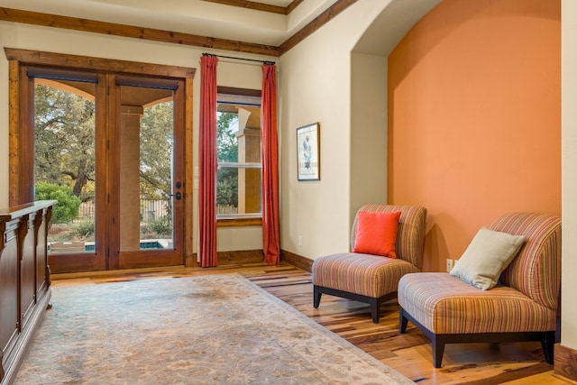 living area featuring light hardwood / wood-style floors