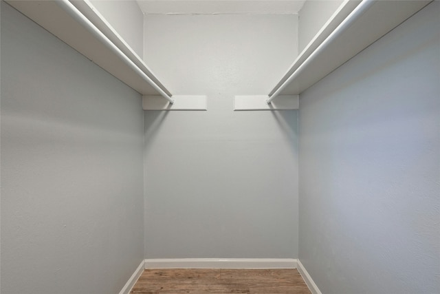 walk in closet with hardwood / wood-style floors