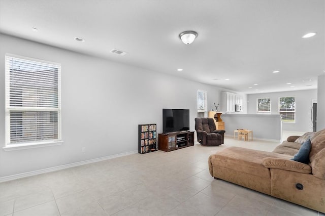 view of tiled living room