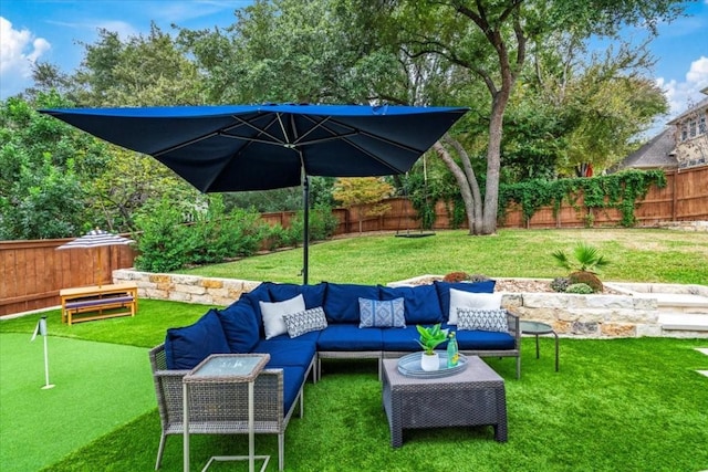 view of patio / terrace featuring an outdoor living space