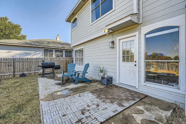 view of patio / terrace with a grill