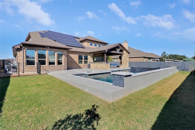 view of pool featuring a lawn