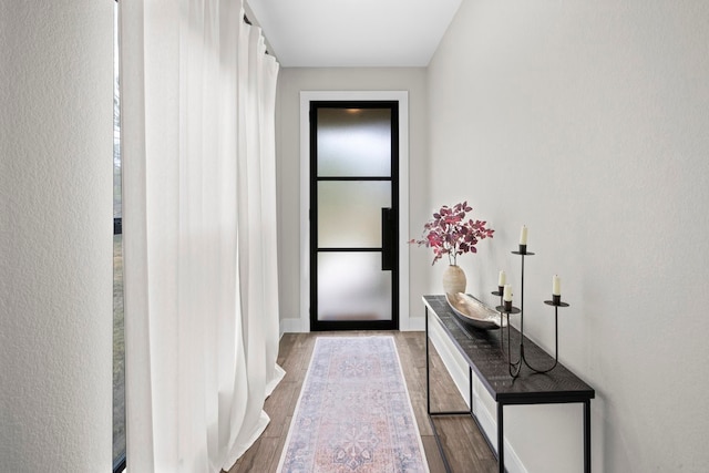 doorway featuring hardwood / wood-style floors