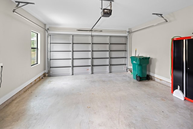 garage with a garage door opener