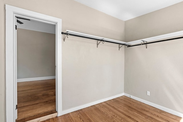 walk in closet featuring hardwood / wood-style flooring