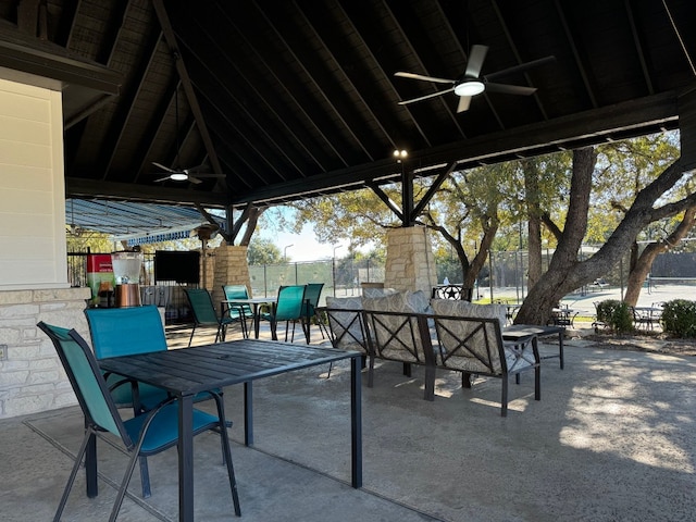 view of patio / terrace featuring ceiling fan