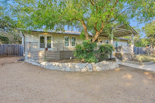 view of front of home featuring french doors