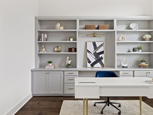 office with dark hardwood / wood-style floors