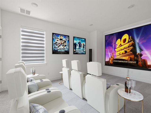 view of carpeted home theater room